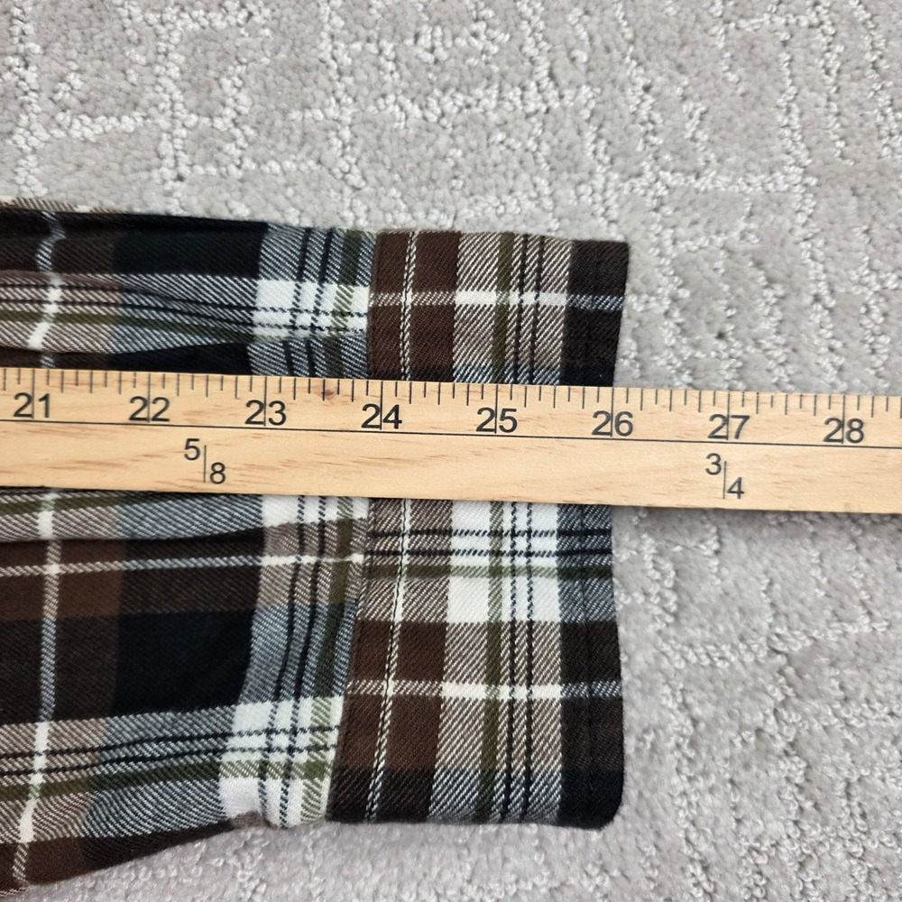 Carhartt Mens 2XL Relaxed Fit Brown Black Plaid Flannel Shirt Long Sleeve Pocket - Picture 7 of 9